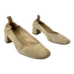 Everlane 8.5 Day Heel Italian Leather Suede Pump Natural Beige